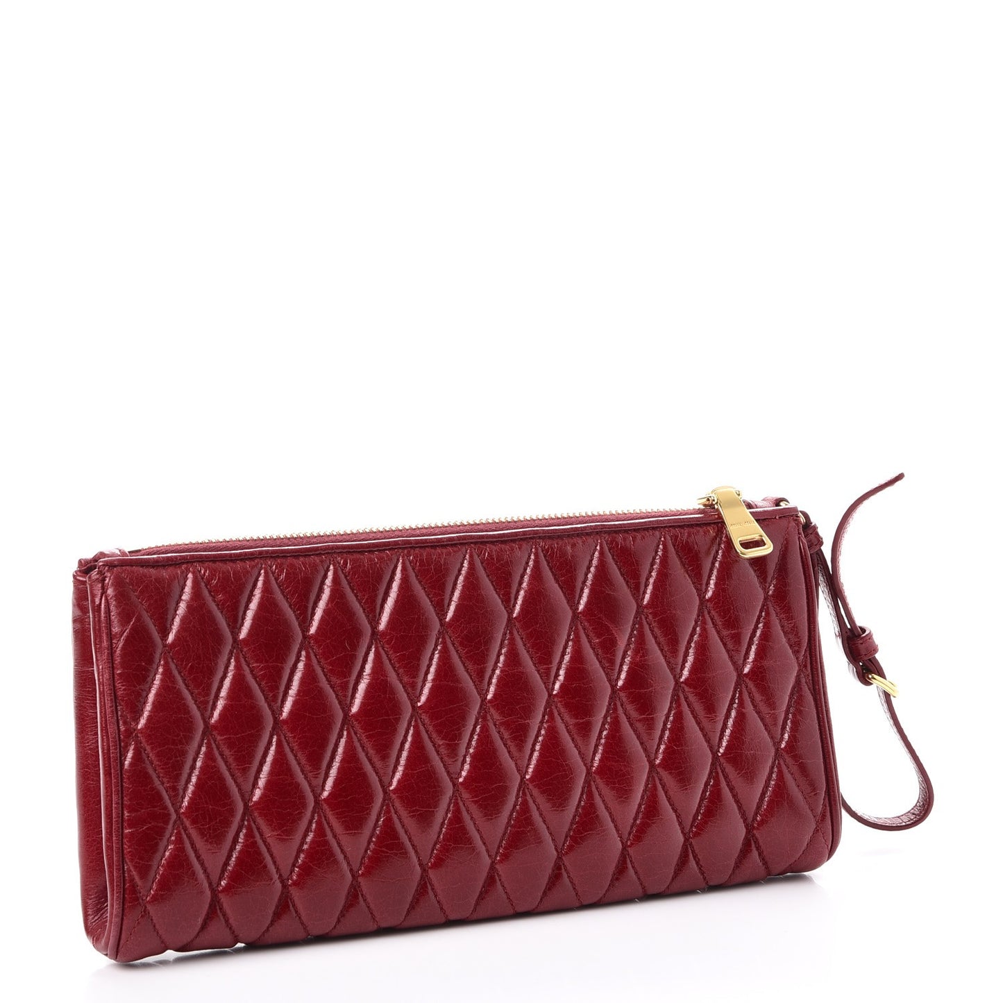 Vitello Shine Quilted Wristlet Rubino
