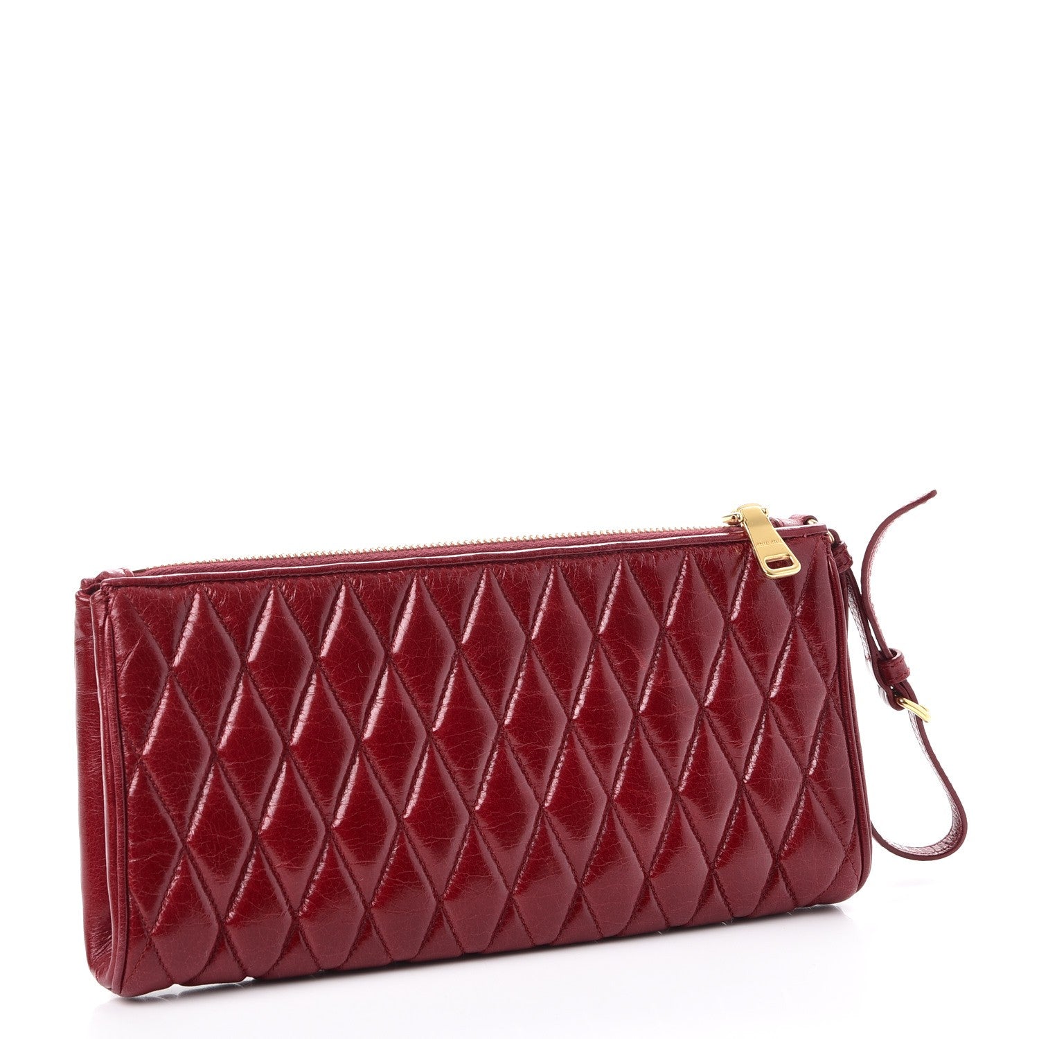 Miu Miu Vitello Shine Quilted Wristlet Rubino 2 of 7