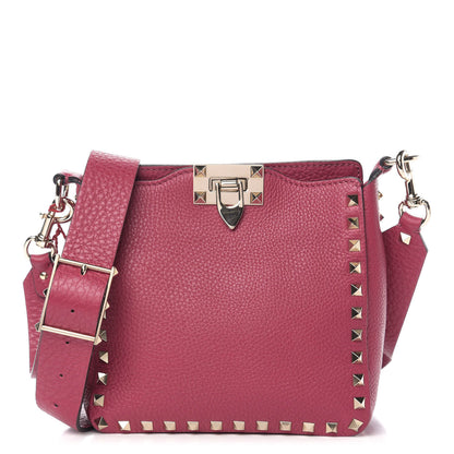 Valentino Garavani Pebbled Calfskin Mini Rockstud Flip-Lock Messenger Bag Raspberry 1 of 8