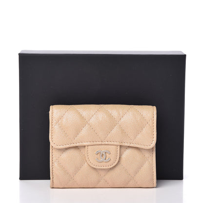 Chanel Iridescent Caviar Quilted Flap Card Holder Wallet Beige 11 of 11