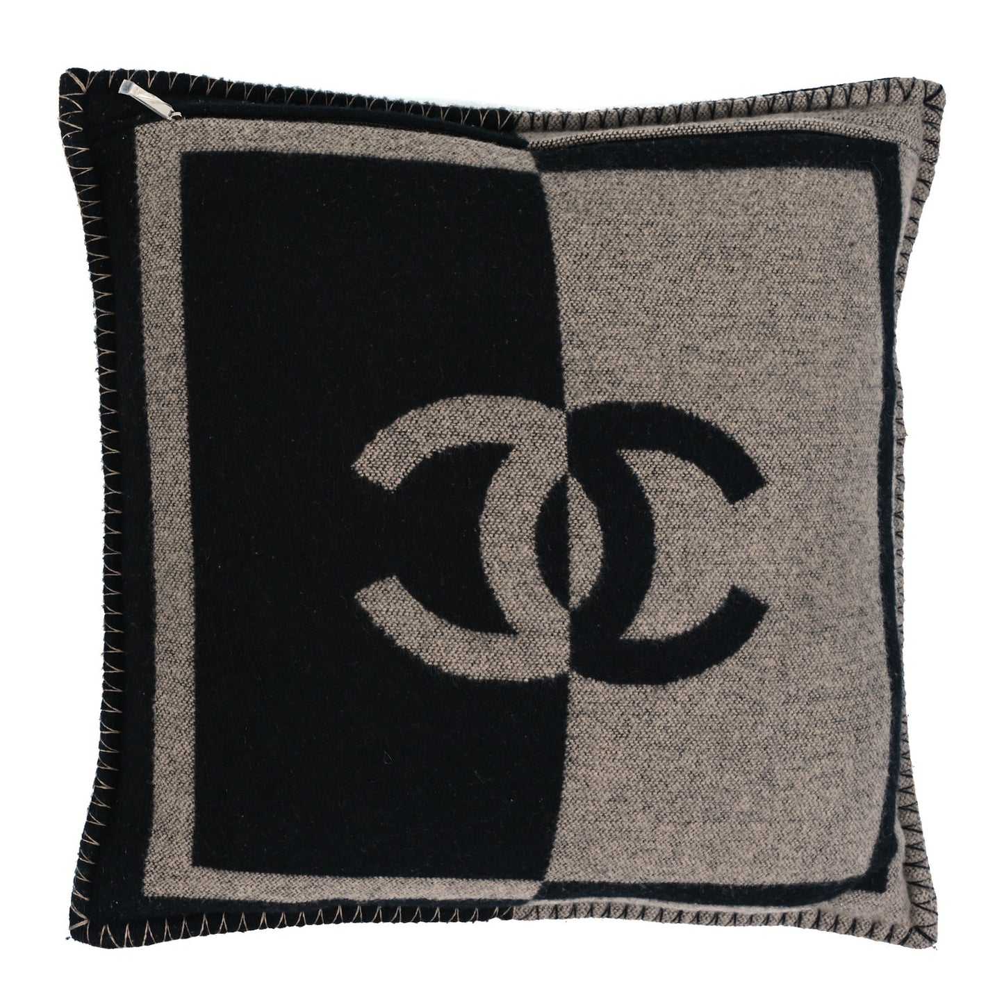 Merino Wool Cashmere CC Pillow Black Brown