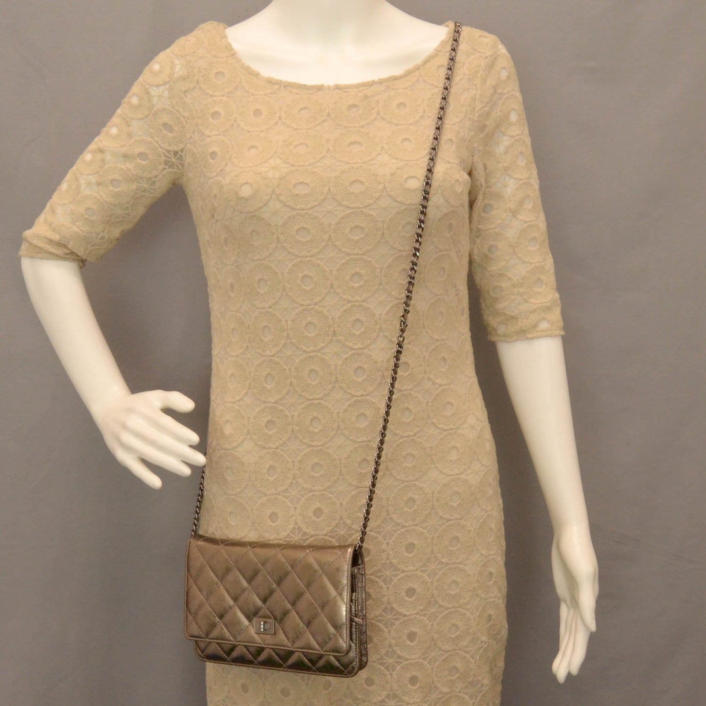 Calfskin Reissue Wallet On Chain WOC Dark Silver