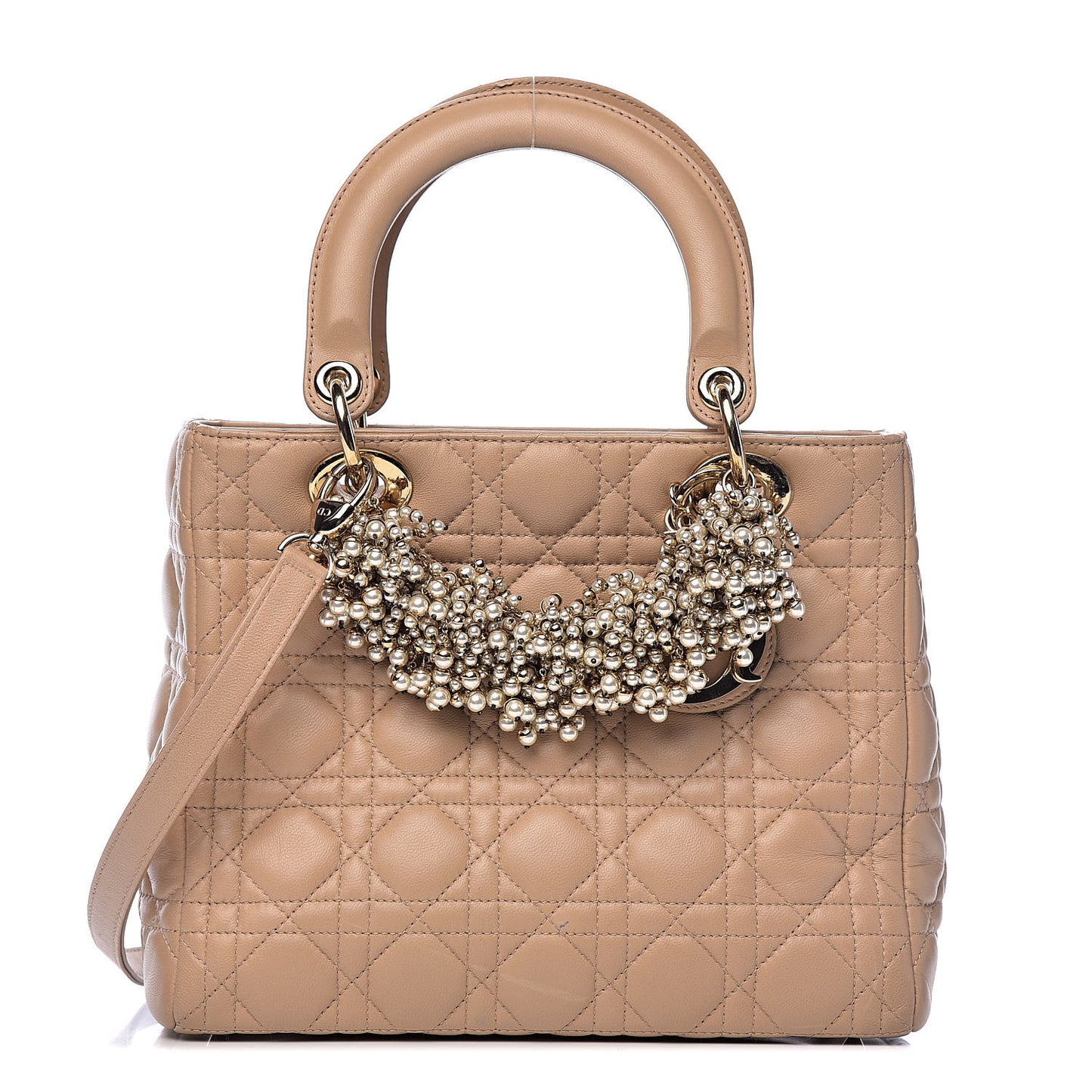 Lambskin Cannage Medium Lady Dior Beige