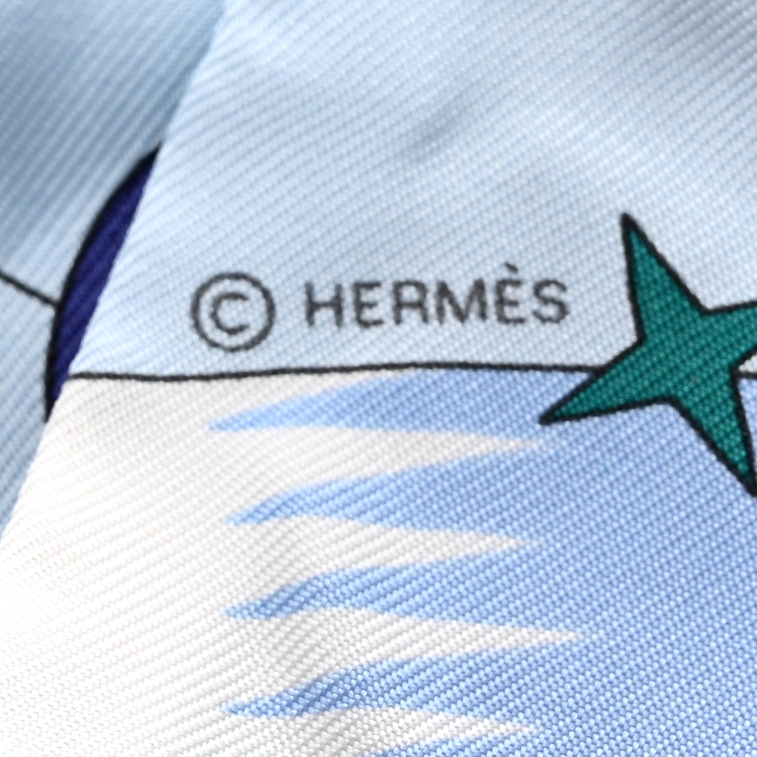 Hermes Silk La Source de Pegase Twilly Ciel Bleu Royal White 3 of 4