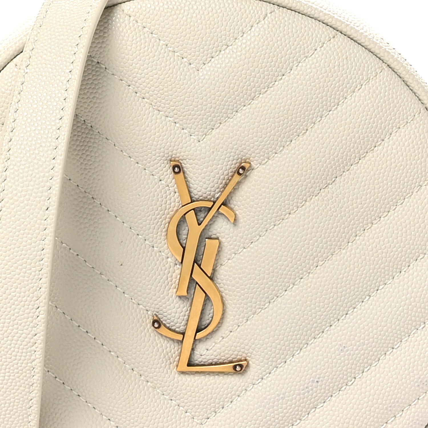 Saint Laurent Grain De Poudre Matelasse Chevron Quilted Round Vinyle Camera Bag Crema Soft 8 of 11