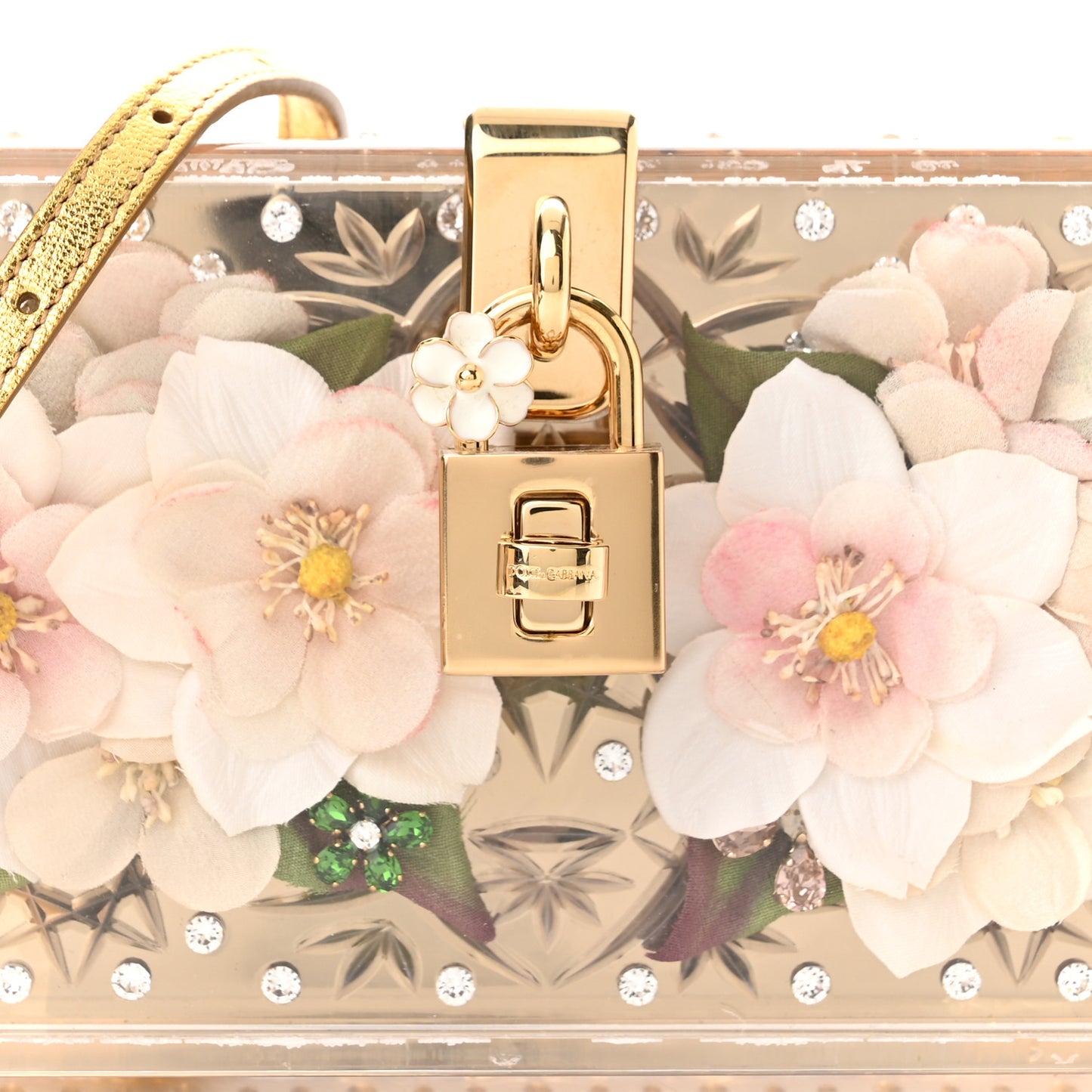 Metallic Plexiglass Crystal Embellished Shoulder Bag Gold