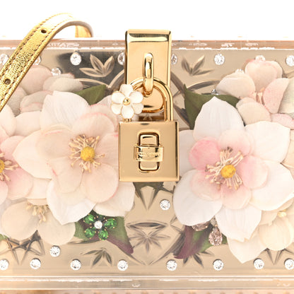 Dolce & Gabbana Metallic Plexiglass Crystal Embellished Shoulder Bag Gold 6 of 8