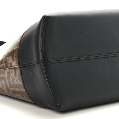 Fendi Glazed Fabric Vitello Century FF 1974 Stamp Patch Shopping Tote Mogano Panna Black 8 of 9