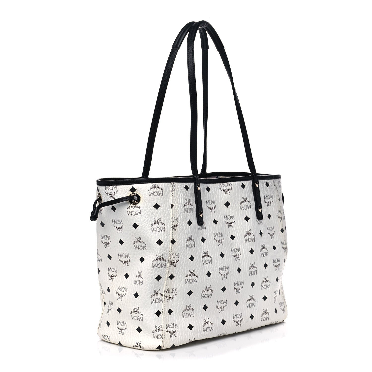 MCM Visetos Medium Project Reversible Shopper Tote White 2 of 12