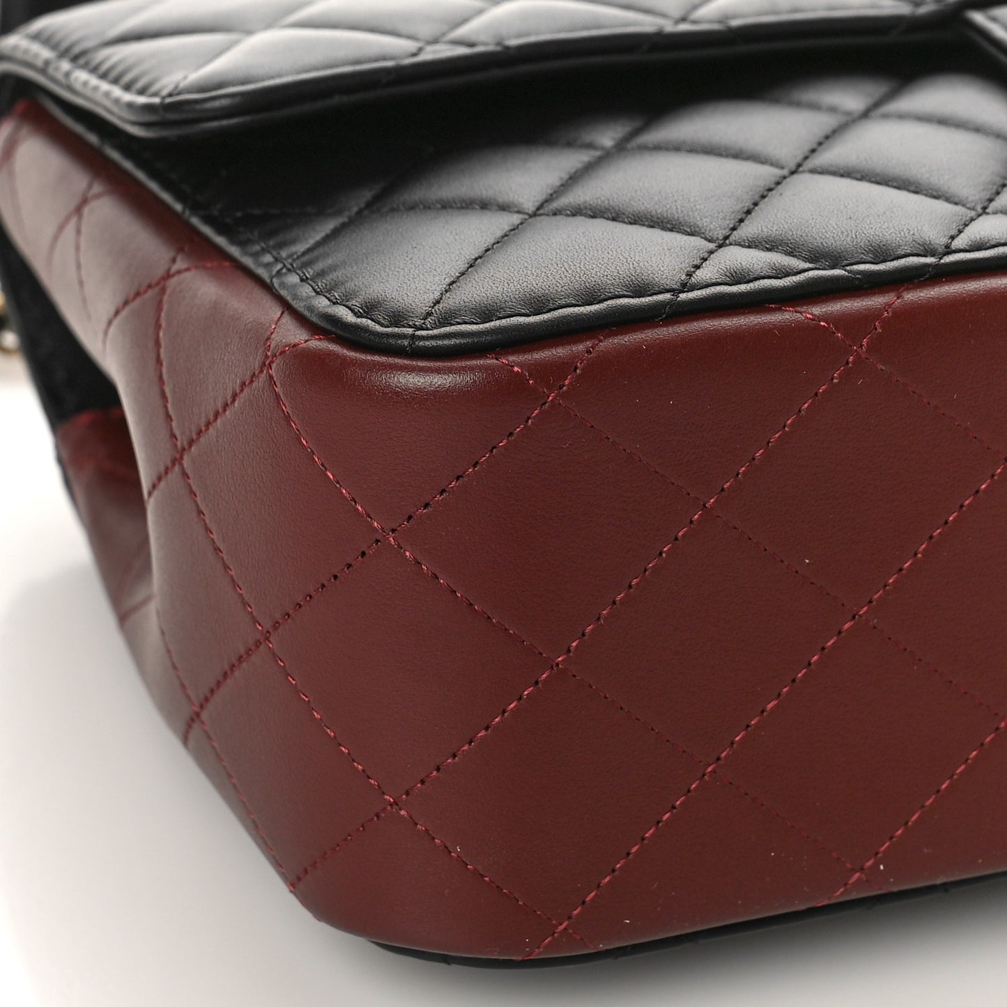 Calfskin Quilted Strap Into Flap Bag Black Brown