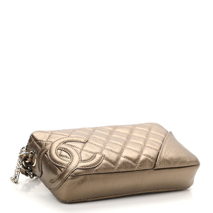 Chanel Metallic Aged Calfskin Quilted Cotton Club Pochette Bronze 4 of 12