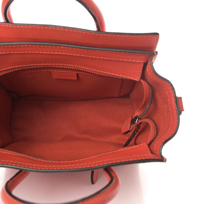 Celine Drummed Calfskin Nano Luggage Coquelicot 5 of 18