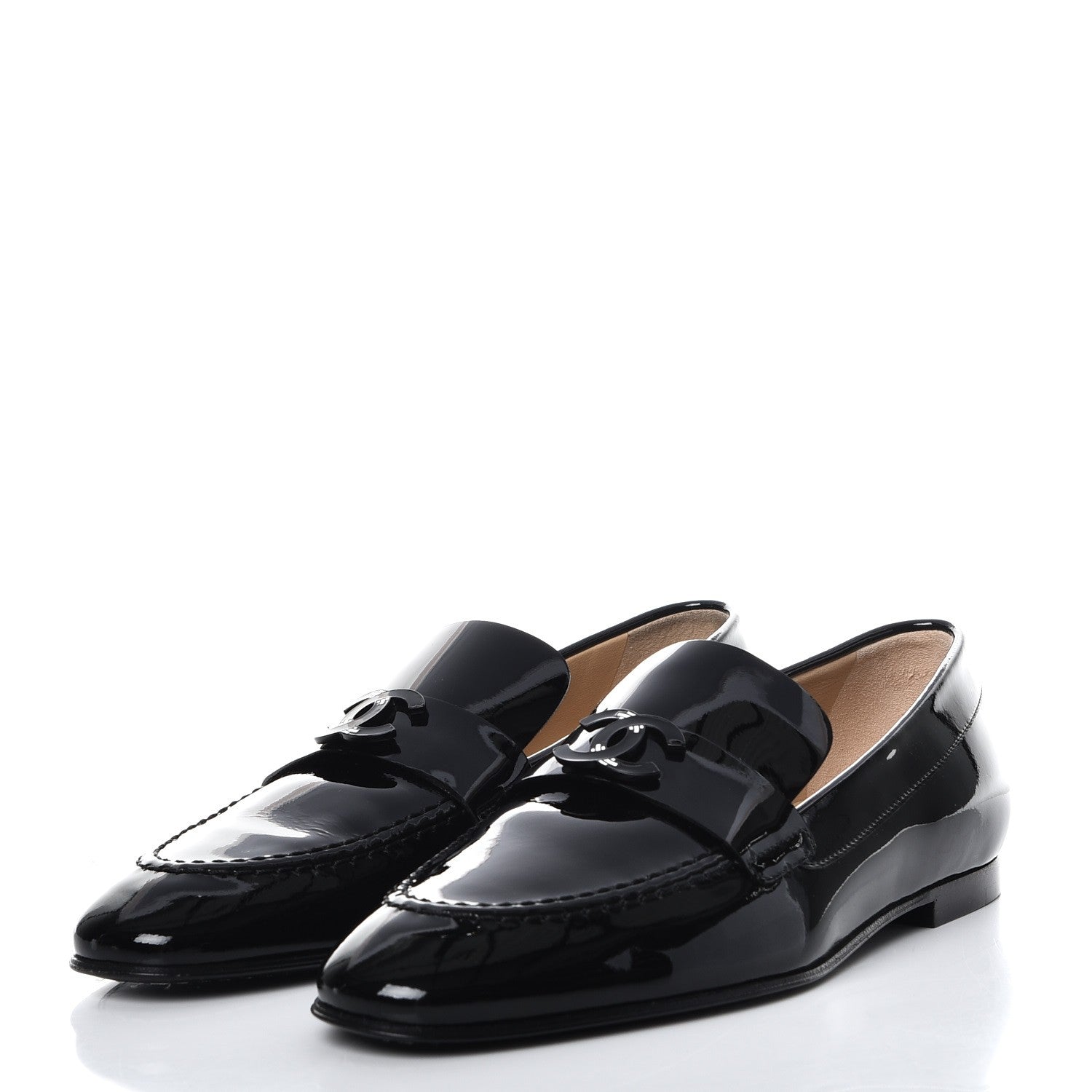 Chanel Patent Calfskin CC Loafers 36 Black 3 of 10