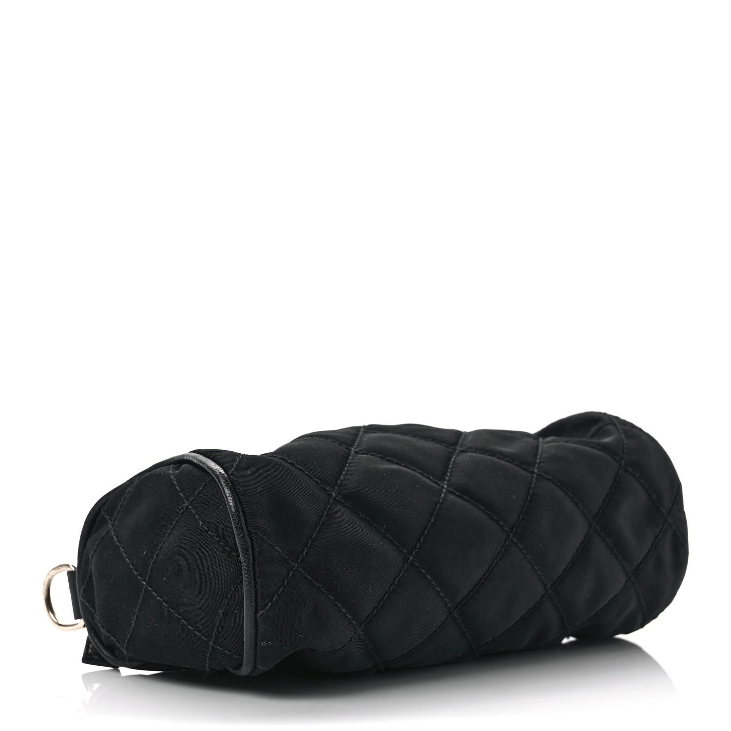Prada Tessuto Nylon Saffiano Impunturato Quilted Barrel Pochette Black 4 of 6