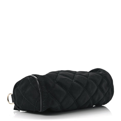 Prada Tessuto Nylon Saffiano Impunturato Quilted Barrel Pochette Black 4 of 6