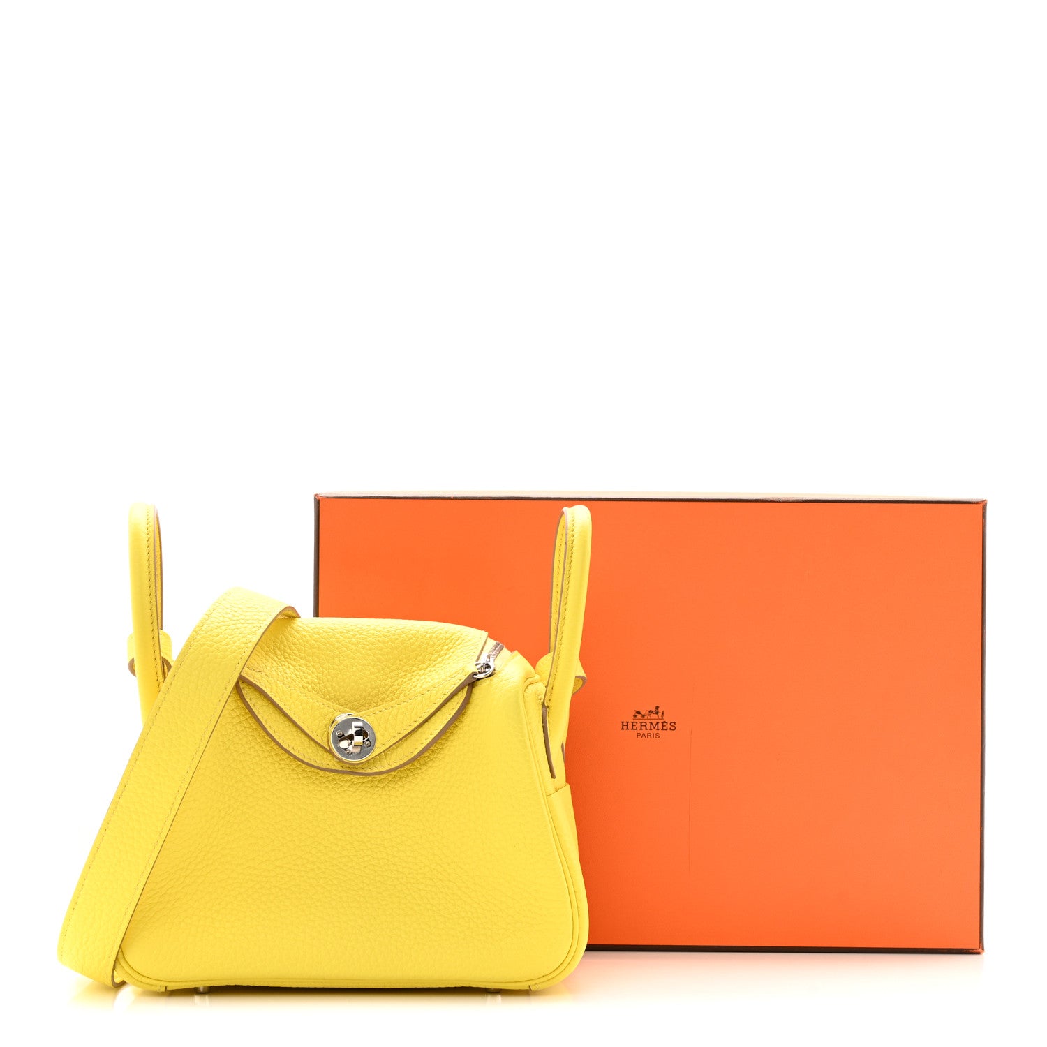 Hermes Taurillon Clemence Mini Lindy 20 Lime 12 of 12