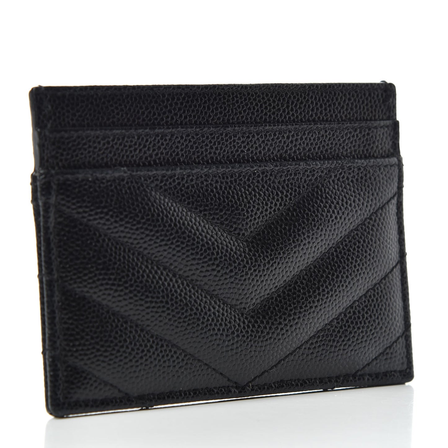 Grain De Poudre Matelasse Chevron Monogram Credit Card Case Black