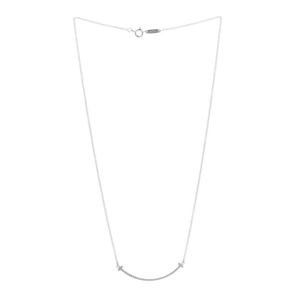 Tiffany 18K White Gold Diamond Small T Smile Pendant Necklace 3 of 7