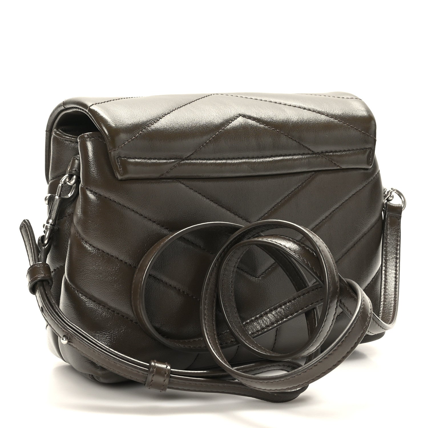 Saint Laurent Calfskin Y Quilted Monogram Toy Loulou Crossbody Bag Military Olive 2 of 9