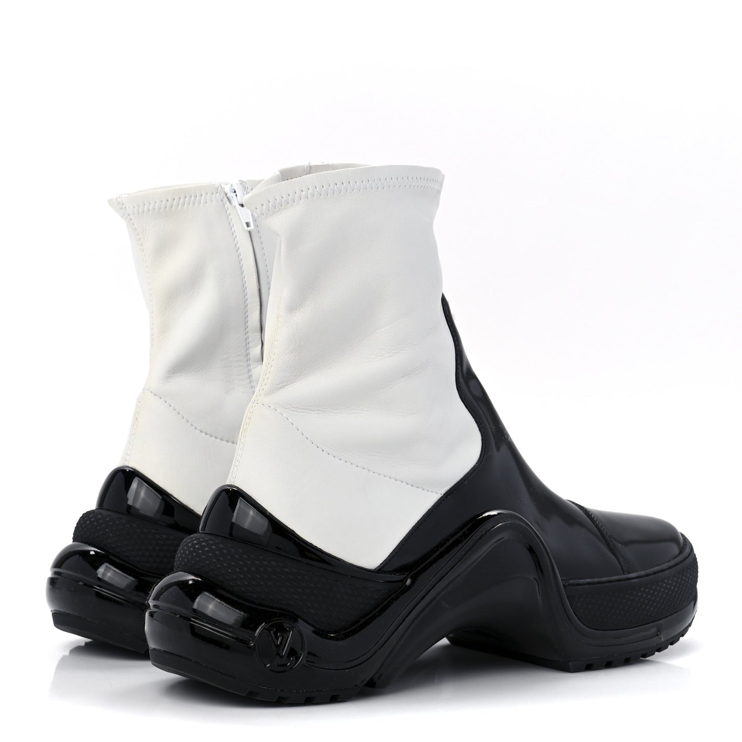Glazed Calfskin Lambskin LV Archlight Sneaker Boots 40 Black White