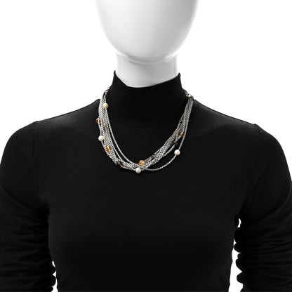 David Yurman Sterling Silver 18K Yellow Gold Cultured Pearl Citrine Smokey Quartz Multi Strand Necklace 2 of 5