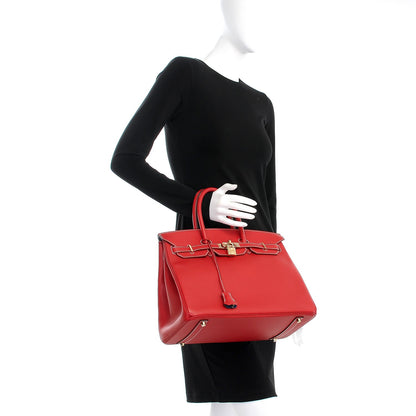 Hermes Epsom Candy Birkin 35 Rouge Casaque Bleu Thalassa 2 of 35