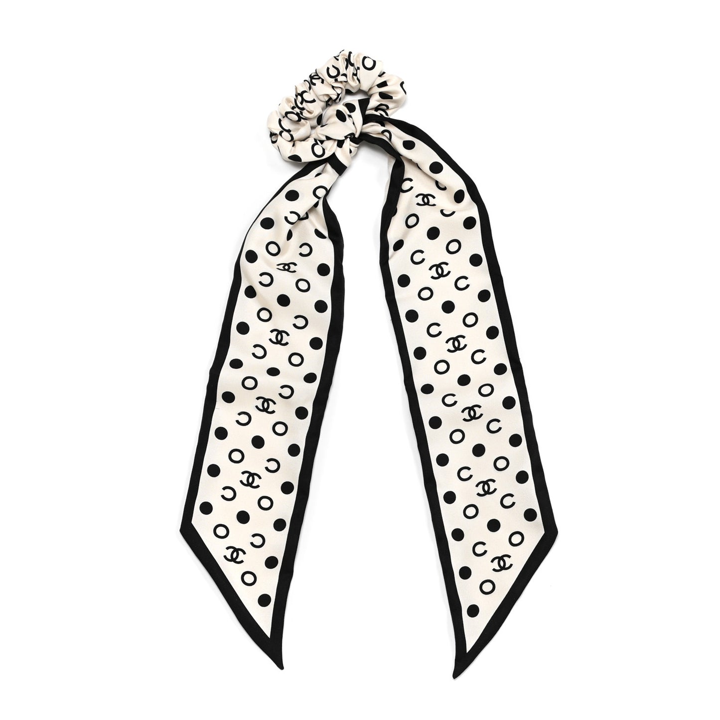 Silk CC Twilly Hair Tie Ivory Black