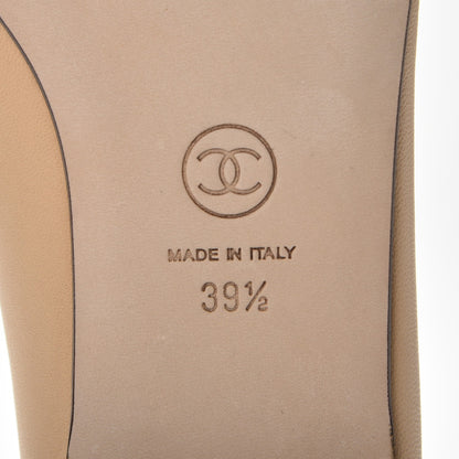 Chanel Lambskin Cap Toe Ballerina Flats 39.5 Beige Black 6 of 11