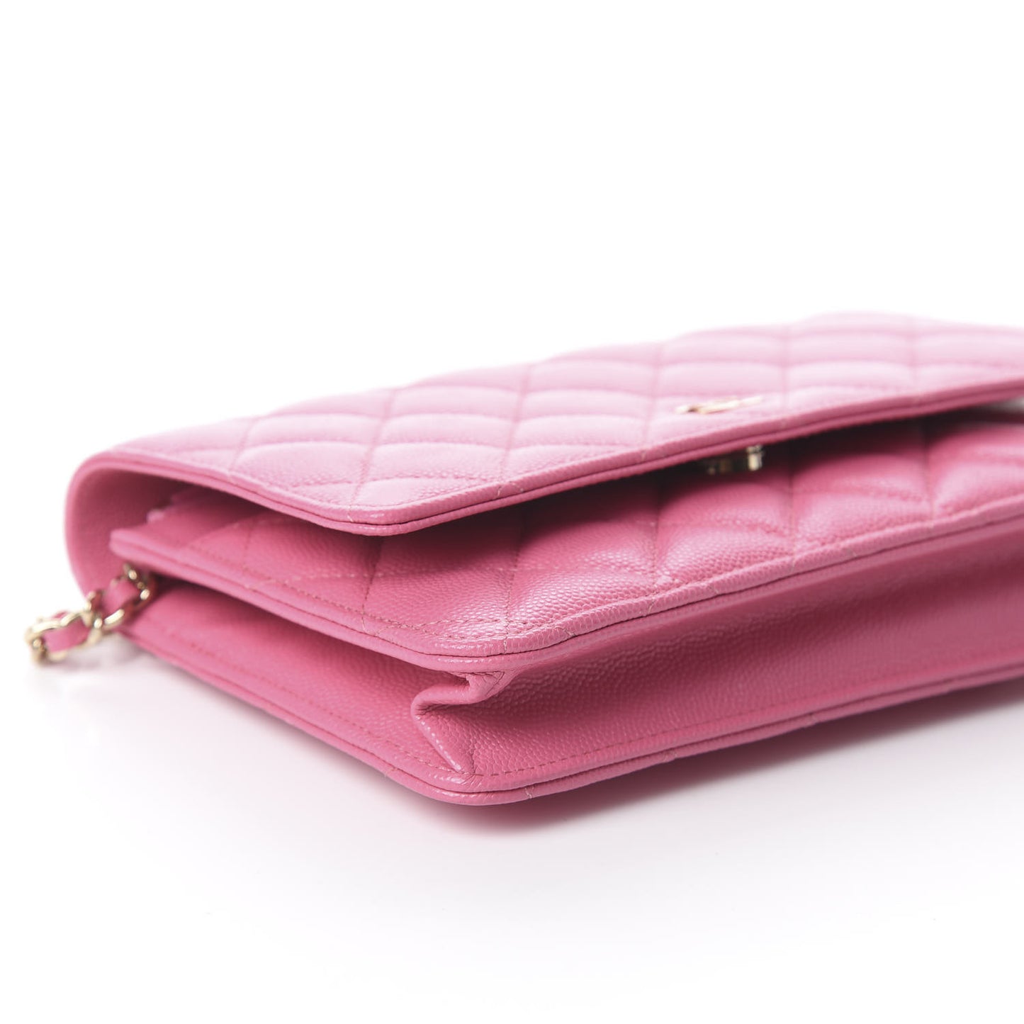 Caviar Quilted Wallet on Chain WOC Pink
