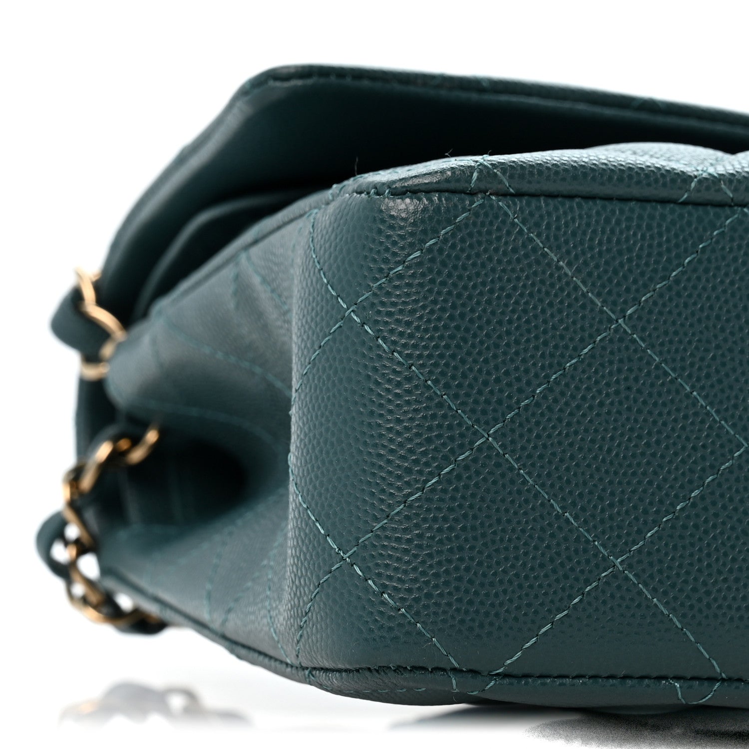 Chanel Caviar Quilted Medium Double Flap Green 9 of 11