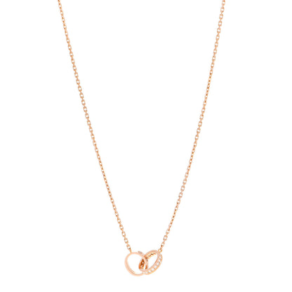 Cartier 18K Pink Gold Diamond Interlocking LOVE Necklace 1 of 6