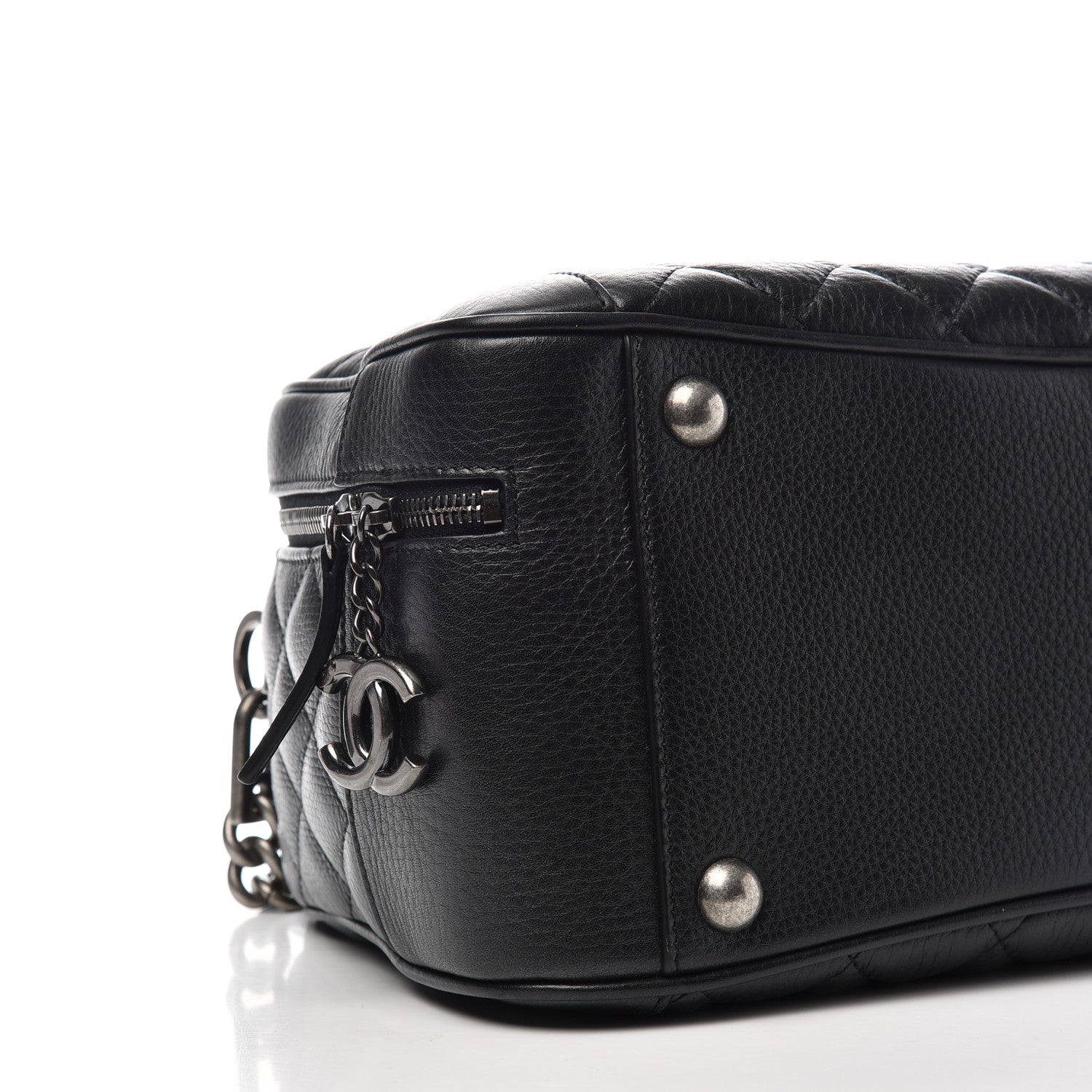 Chanel Calfskin Quilted Medium Airlines Round Trip Bowling Bag Black 6 of 8