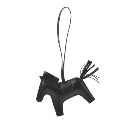 Hermes Milo Lambskin Grigri Rodeo Horse Bag Charm MM So Black 1 of 4