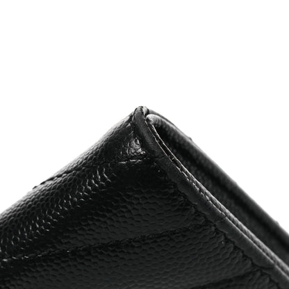 Saint Laurent Grain De Poudre Matelasse Chevron Monogram Flap Wallet Black 16 of 16