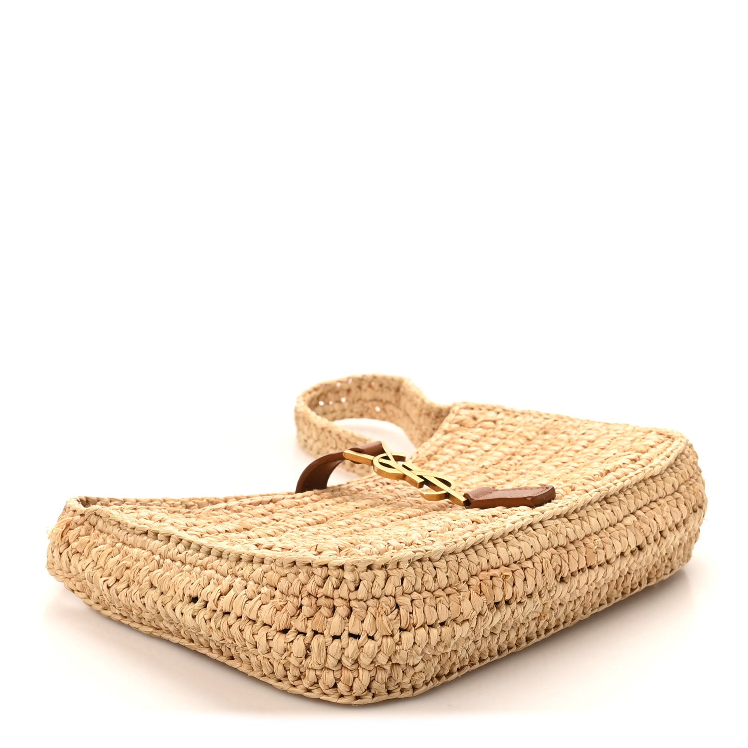 Saint Laurent Raffia Calfskin Le 5 A 7 Mini Hobo Natural Brick Natural Brick 4 of 9