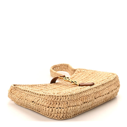 Saint Laurent Raffia Calfskin Le 5 A 7 Mini Hobo Natural Brick Natural Brick 4 of 9