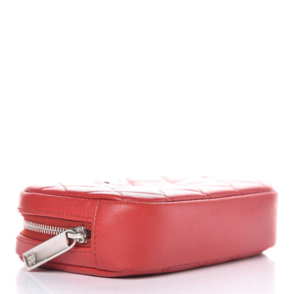 Chanel Lambskin Quilted Small Curvy Pouch Cosmetic Case Red 4 of 8