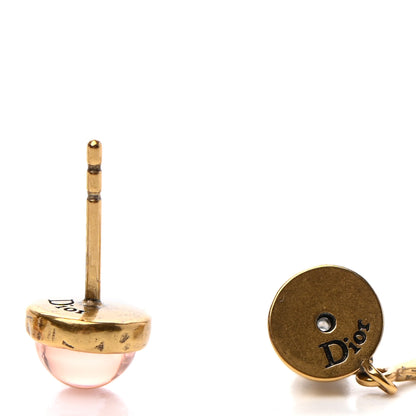 Christian Dior Metal Resin Le Printemps de Dior Earrings Aged Gold Pink 4 of 5