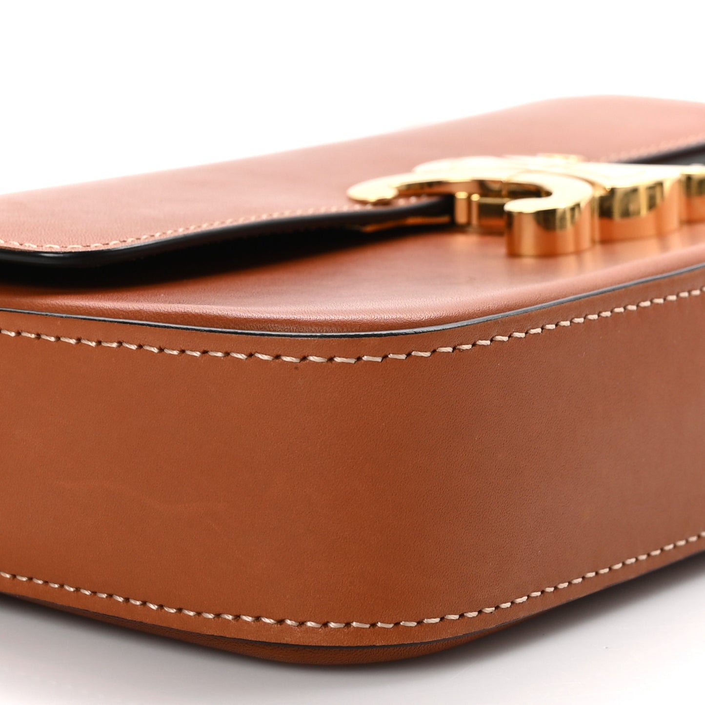 Natural Calfskin Triomphe Shoulder Bag Tan