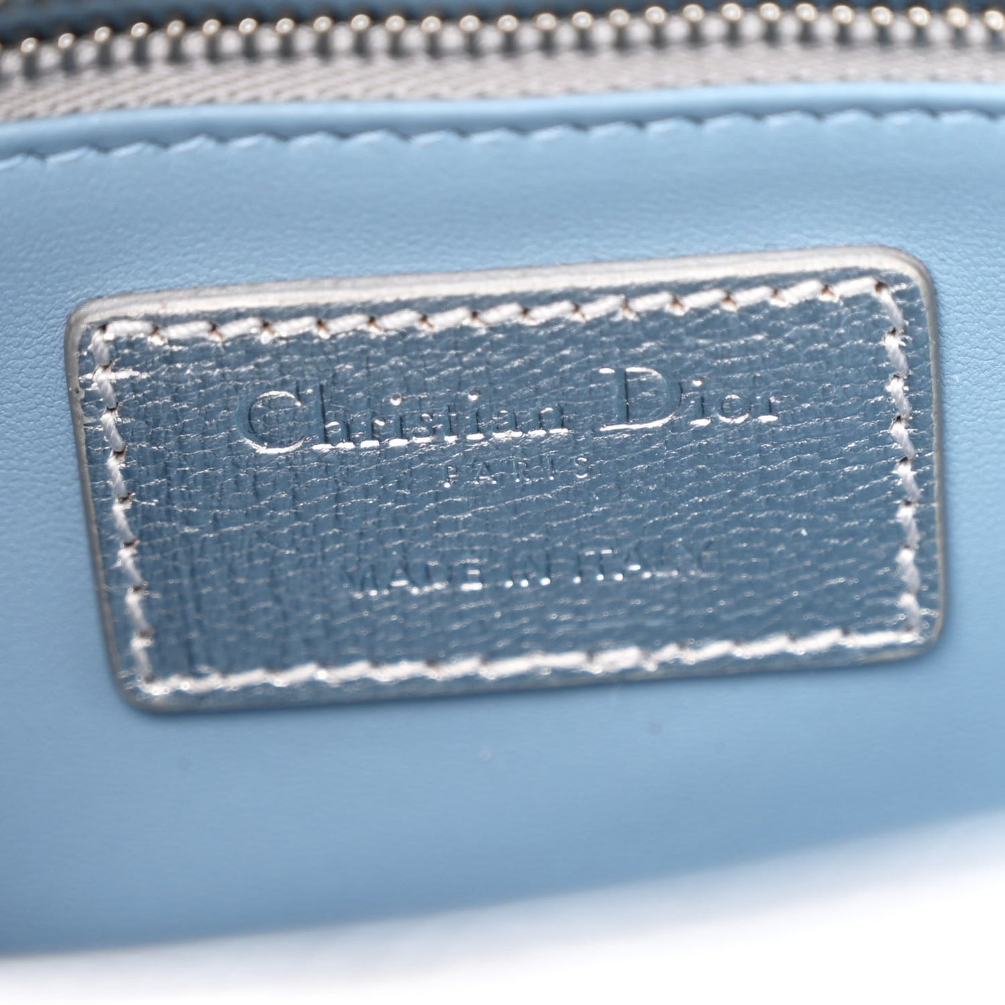 Metallic Grained Calfskin Cannage Small Lucky Badges My Lady Dior Silver
