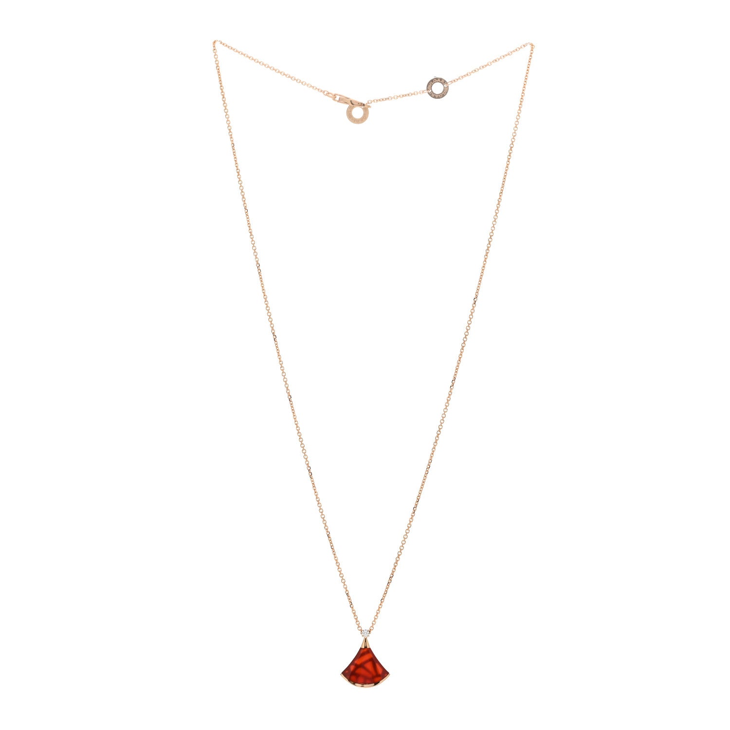 Bulgari 18K Rose Gold Diamond Carnelian Divas' Dream Pendant Necklace 2 of 3