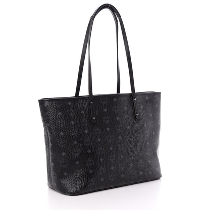 MCM Visetos Medium Anya Zip Top Shopper Tote Black 3 of 9