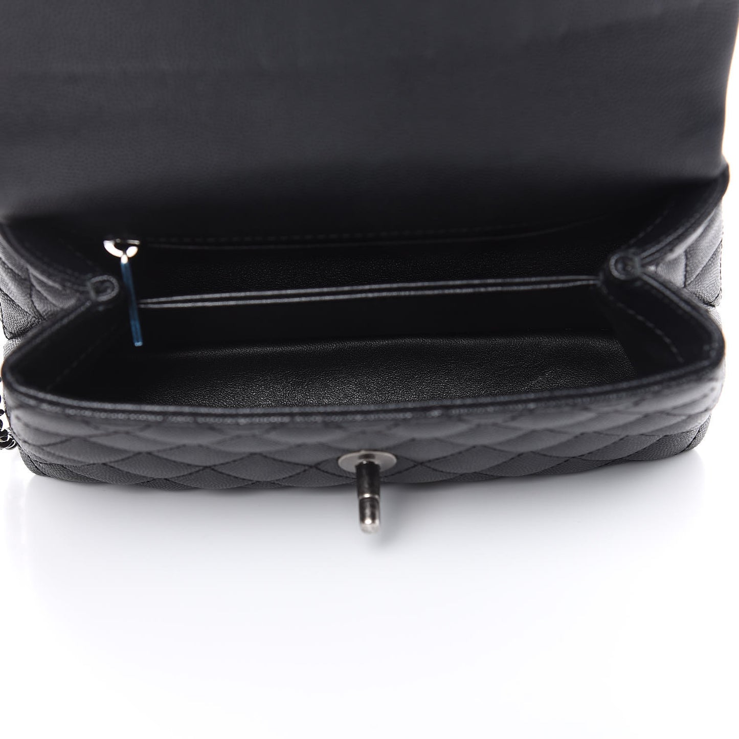 Caviar Lizard Quilted Mini Coco Handle Flap Black