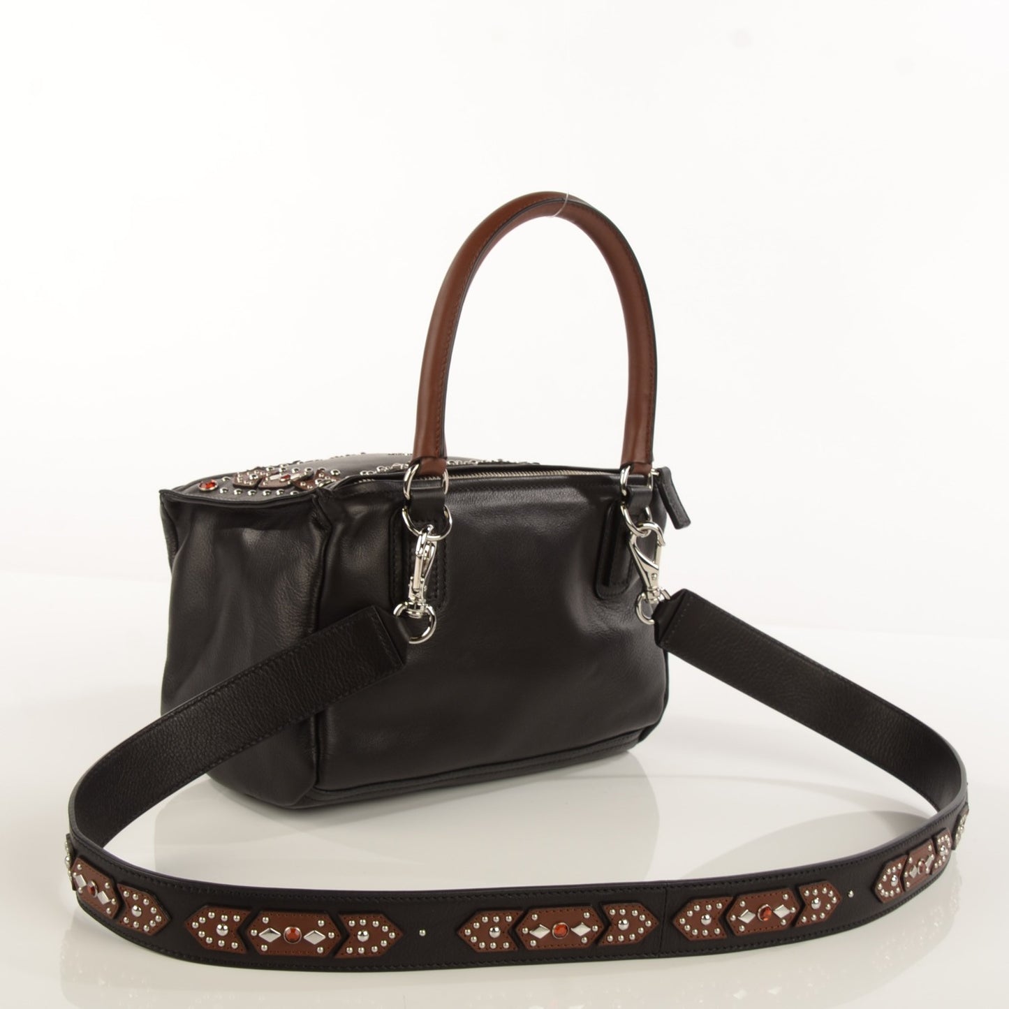 Calfskin Small Studded Pandora Black Brown