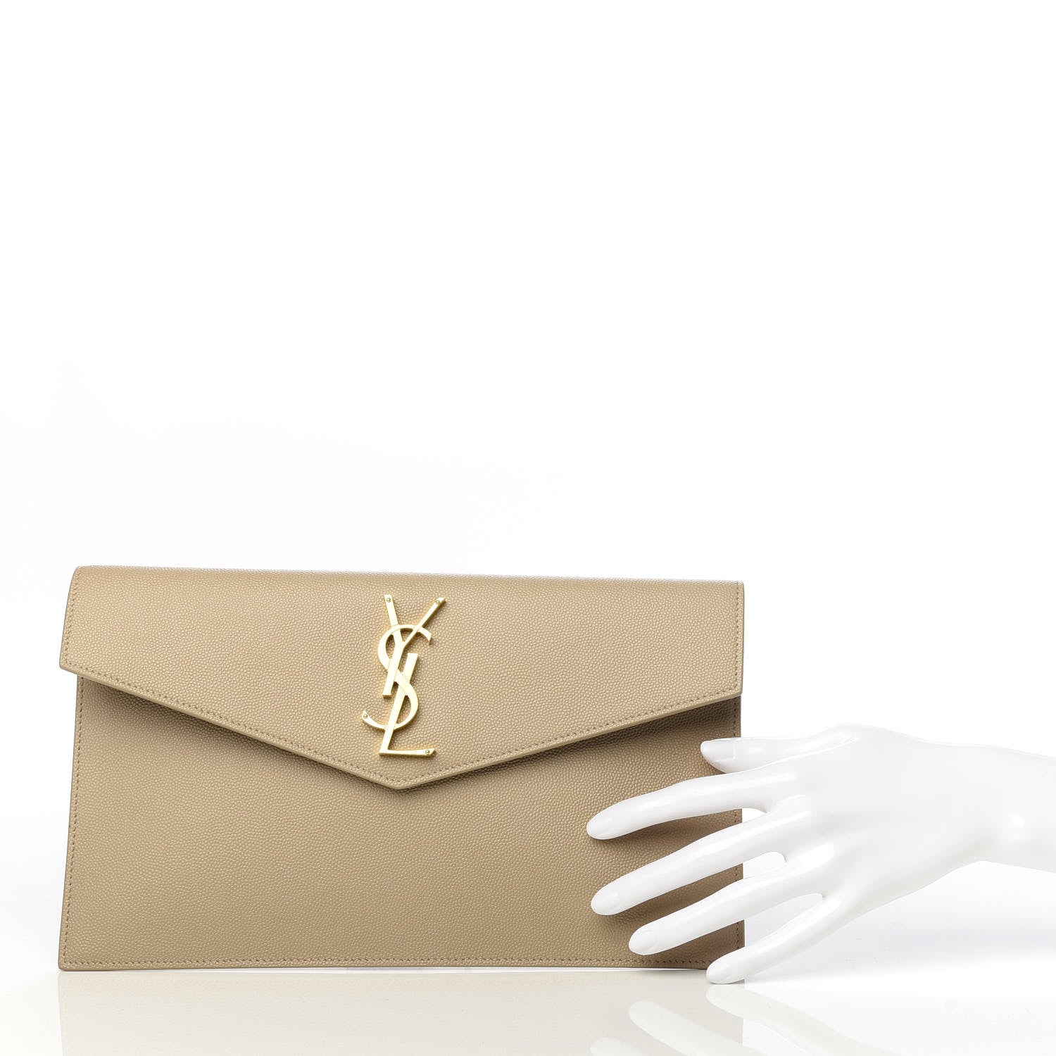 Saint Laurent Grain De Poudre Uptown Pouch Dark Beige 2 of 7