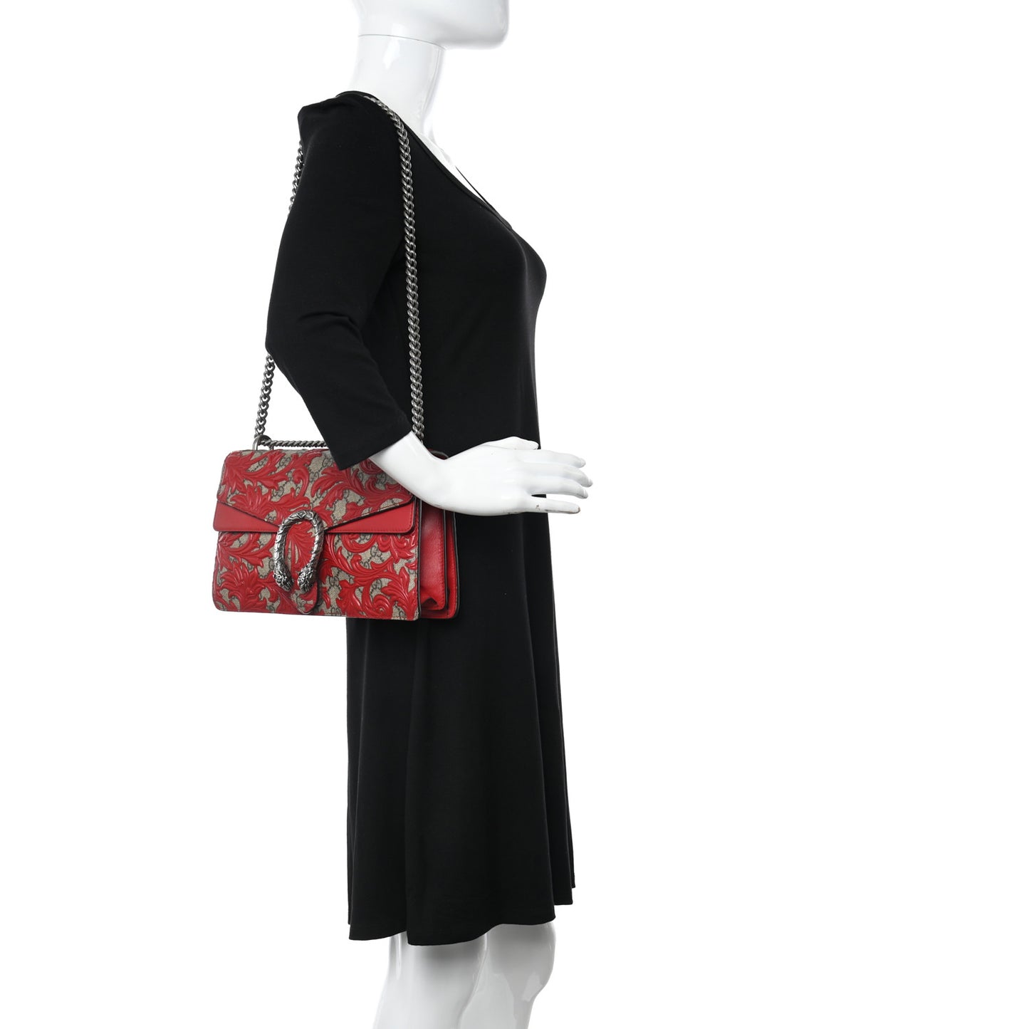GG Supreme Monogram Arabesque Small Dionysus Shoulder Bag Hibiscus Red