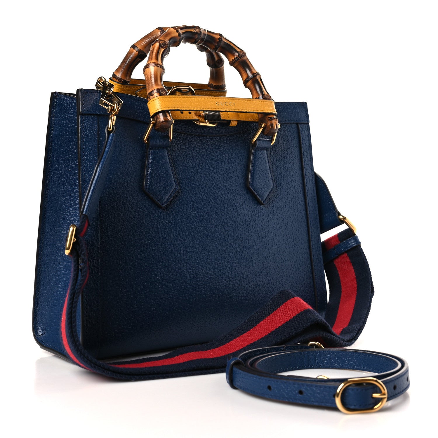 Gucci Textured Dollar Calfskin Web Small Diana Tote Bag Royal Crop 3 of 9