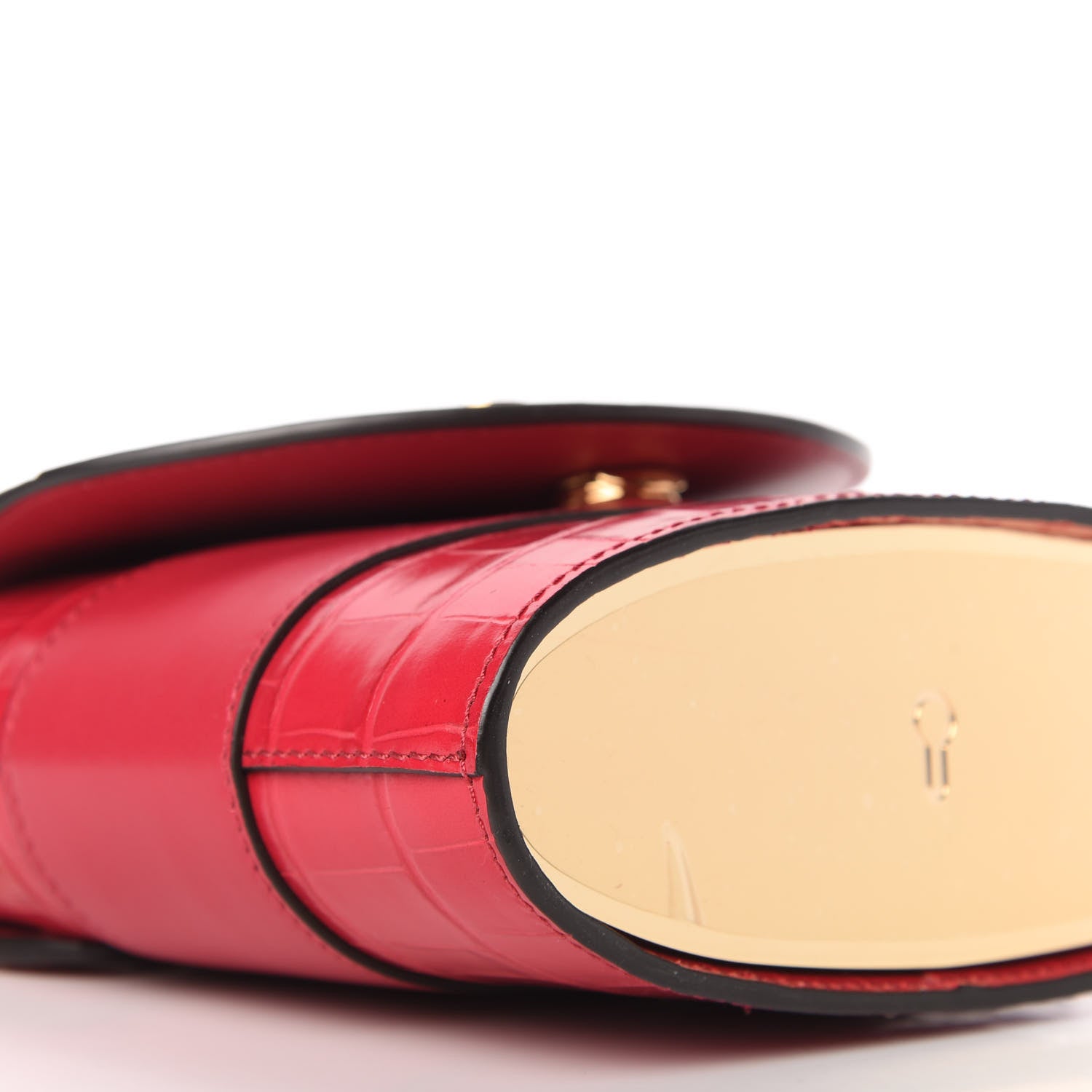 Chloe Calfskin Crocodile Embossed Small Aby Lock Crimson Pink 6 of 9