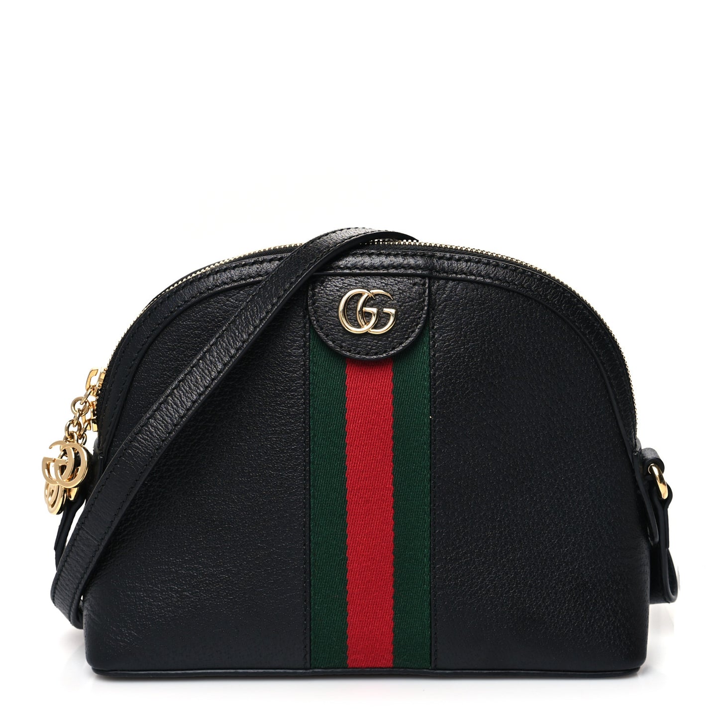 Calfskin GG Web Small Ophidia Dome Shoulder Bag Black
