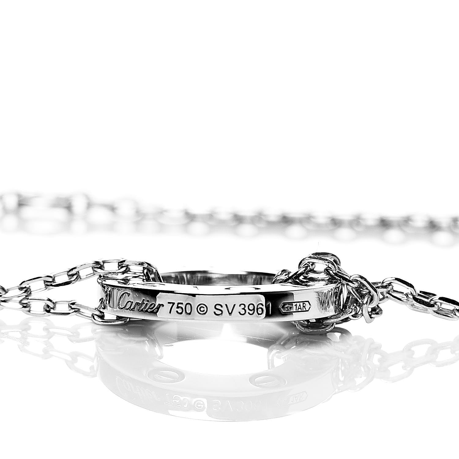 Cartier 18K White Gold 2 Diamond LOVE Necklace 6 of 7